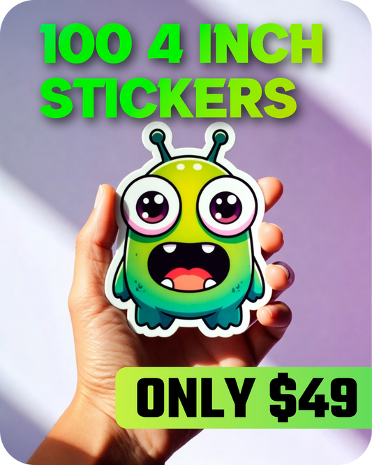 100 pegatinas de 4,5"